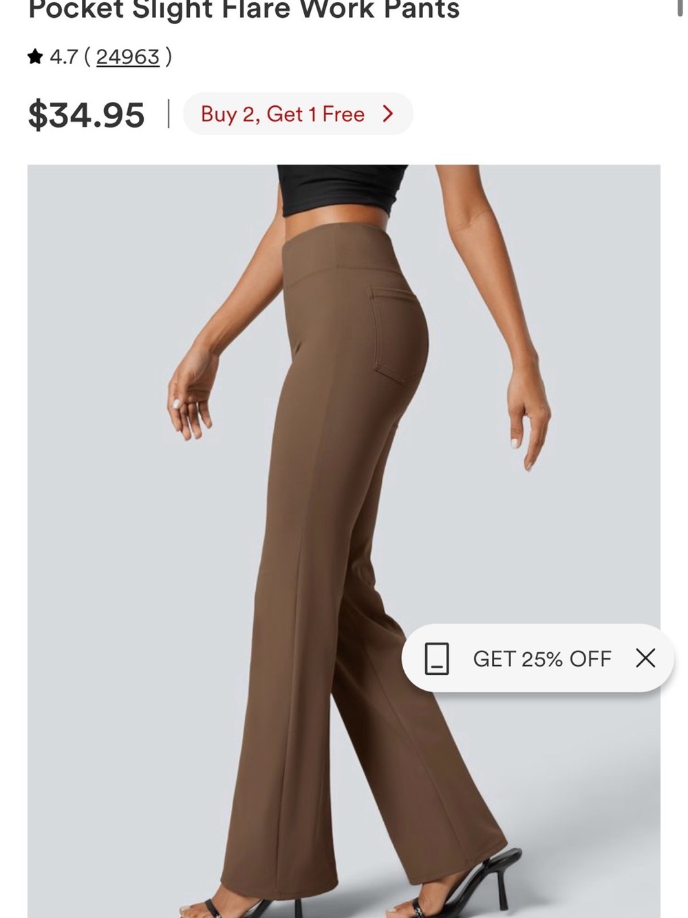 HALARA High-Rise Slight Flare Pants - Brown size small TALL